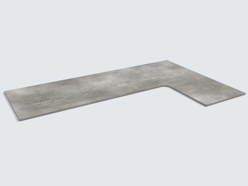 Ecktischplatte Beton Perlgrau