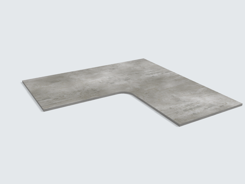 Ecktischplatte Beton Perlgrau