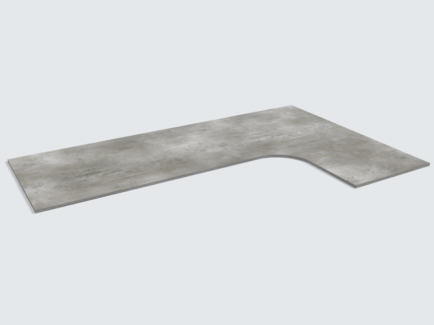 Ecktischplatte Beton Perlgrau