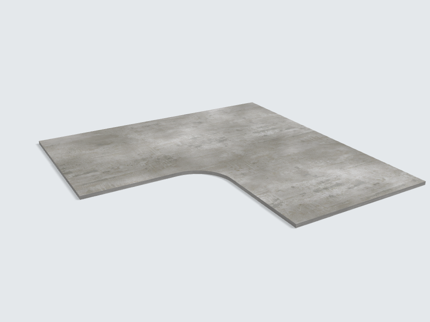 Ecktischplatte Beton Perlgrau