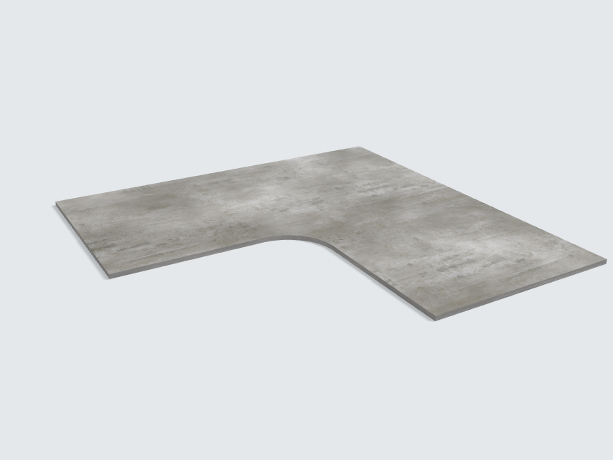 Ecktischplatte Beton Perlgrau