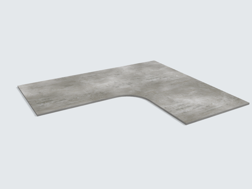 Ecktischplatte Beton Perlgrau