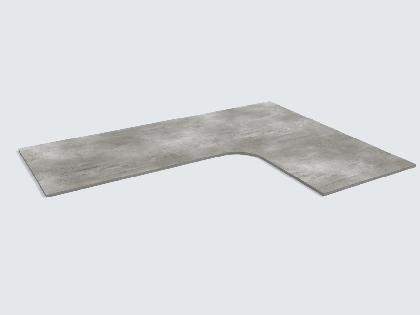 Ecktischplatte Beton Perlgrau