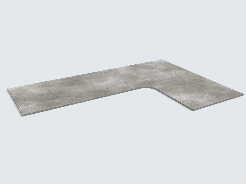 Ecktischplatte Beton Perlgrau