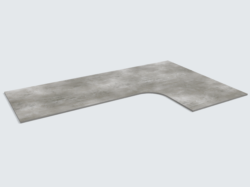Ecktischplatte Beton Perlgrau