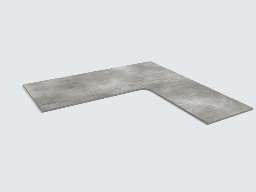 Ecktischplatte Beton Perlgrau