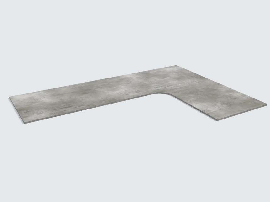 Ecktischplatte Beton Perlgrau