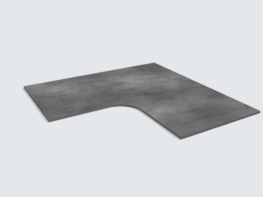 Ecktischplatte Beton Schiefergrau