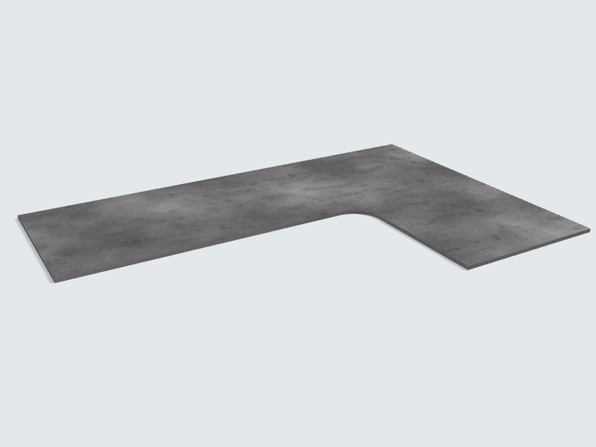 Ecktischplatte Beton Schiefergrau
