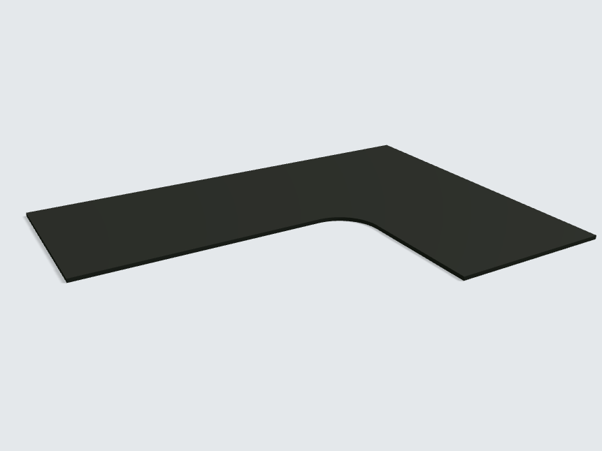 Ecktischplatte Schwarz Matt Silktouch