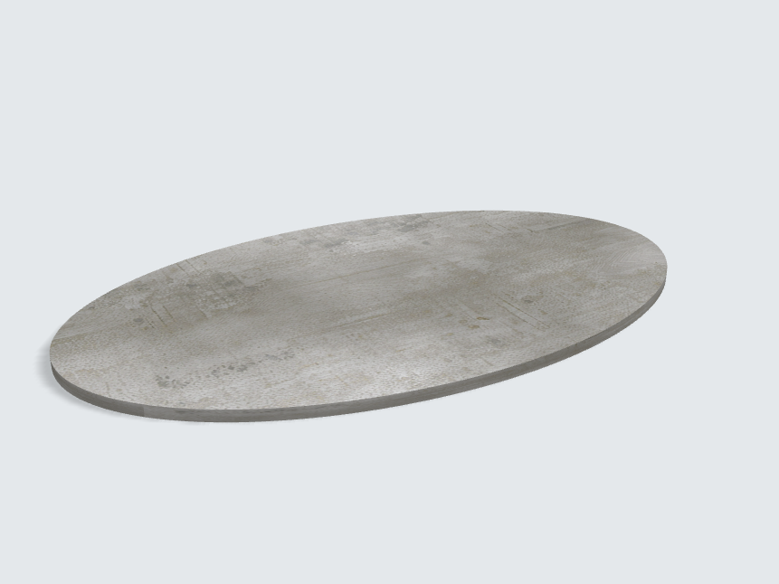 Tischplatte oval / kreisförmig 44375 DP Beton Art Perlgrau