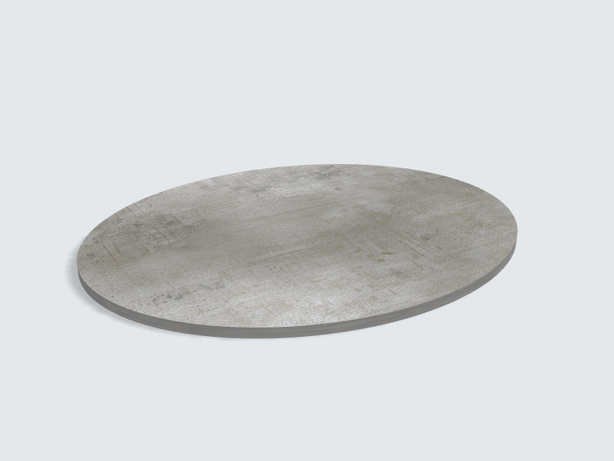 Tischplatte oval / kreisförmig Beton Art Perlgrau | Classic