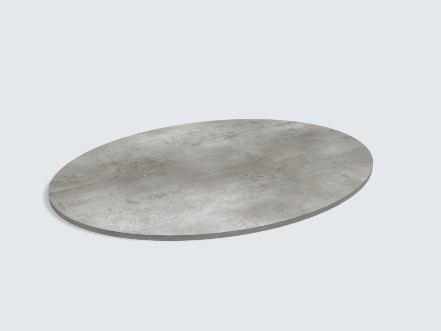 Tischplatte oval / kreisförmig Beton Art Perlgrau | Classic