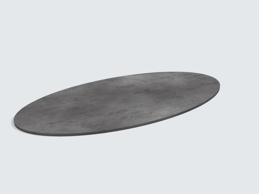 Tischplatte oval / kreisförmig 44405 DP Beton Art Schiefergrau