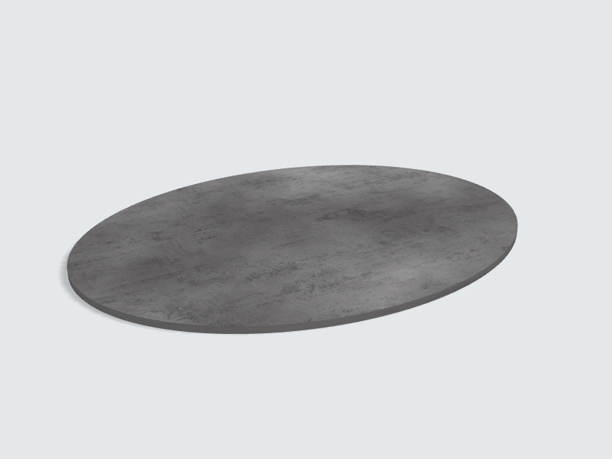 Tischplatte oval / kreisförmig Beton Art Schiefergrau | Classic