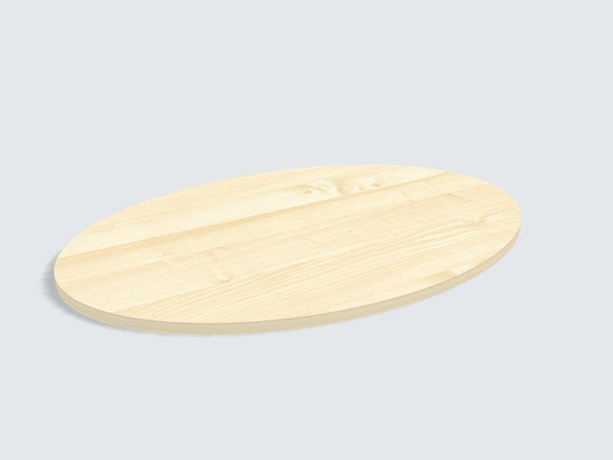 Tischplatte oval / kreisförmig Ahorn Furnier
