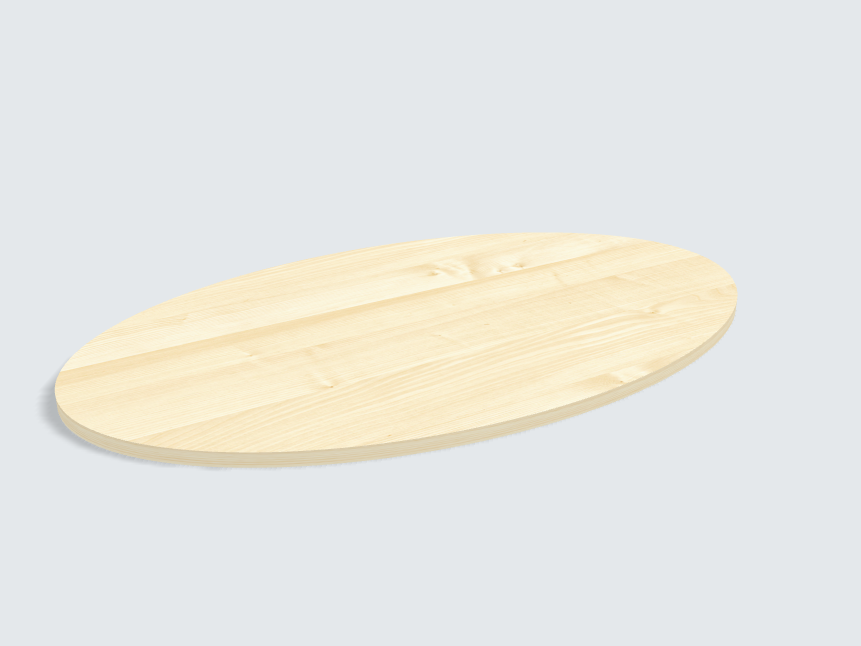 Tischplatte oval / kreisförmig Ahorn Furnier