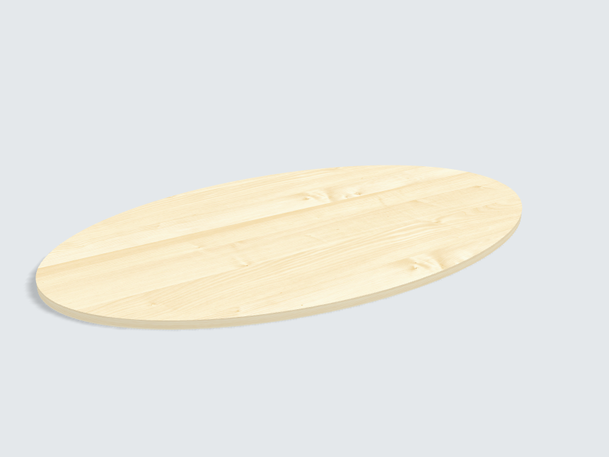 Tischplatte oval / kreisförmig Ahorn Furnier