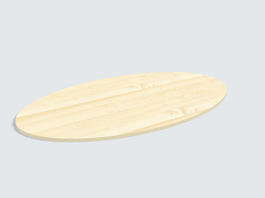 Tischplatte oval / kreisförmig Ahorn Furnier