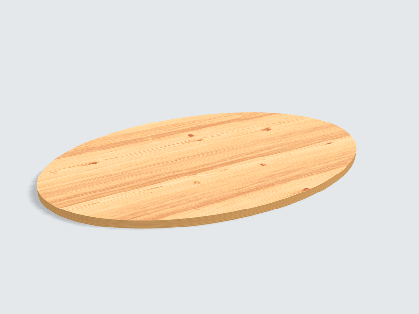 Tischplatte oval / kreisförmig Astfichte