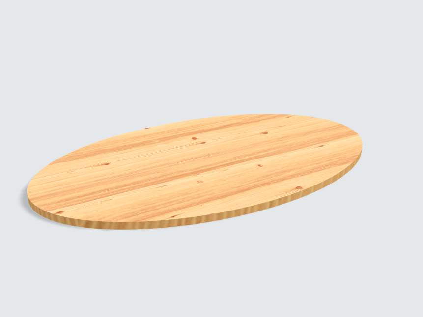 Tischplatte oval / kreisförmig Astfichte