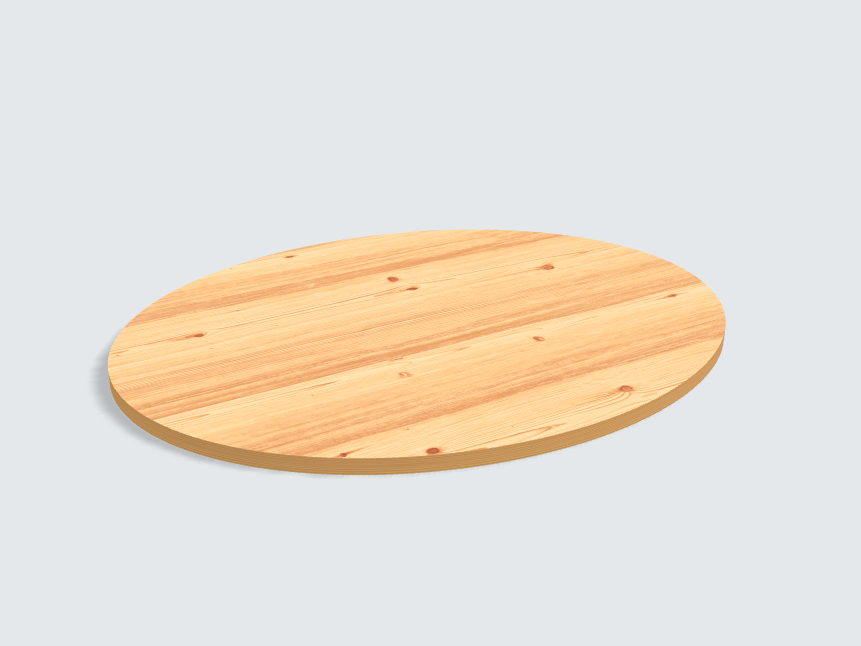 Tischplatte oval / kreisförmig Astfichte