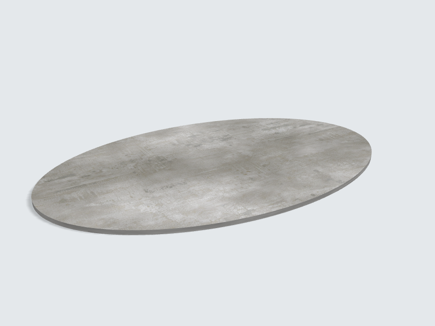 Tischplatte oval / kreisförmig Beton Perlgrau