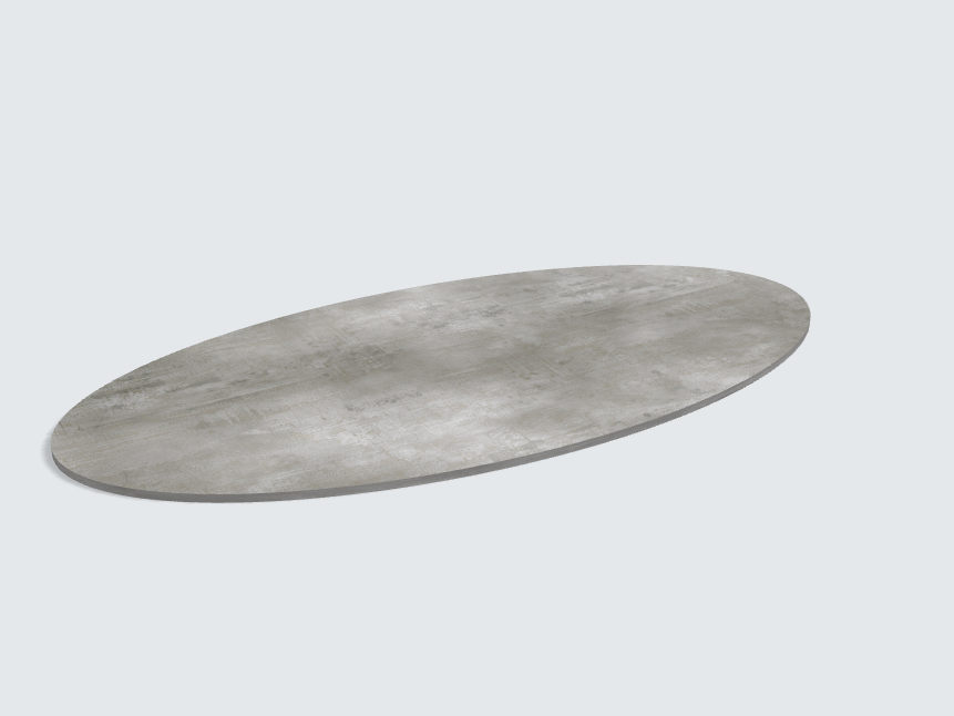 Tischplatte oval / kreisförmig Beton Perlgrau