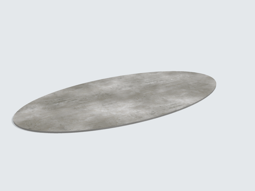 Tischplatte oval / kreisförmig Beton Perlgrau