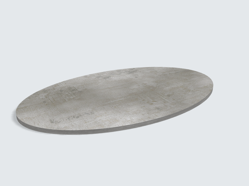 Tischplatte oval / kreisförmig Beton Perlgrau