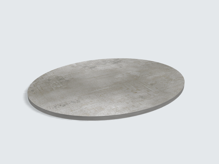 Tischplatte oval / kreisförmig Beton Perlgrau