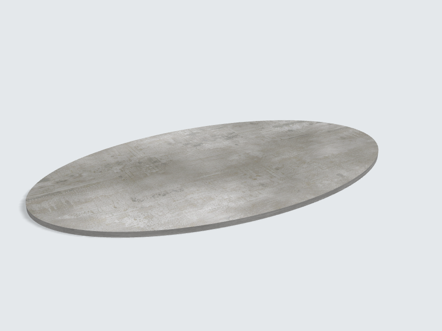 Tischplatte oval / kreisförmig Beton Perlgrau