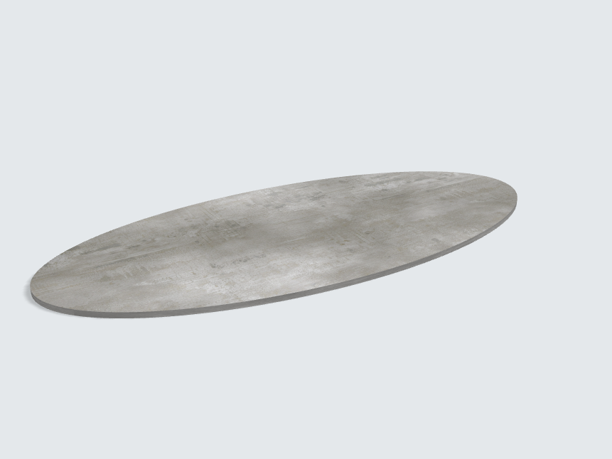 Tischplatte oval / kreisförmig Beton Perlgrau