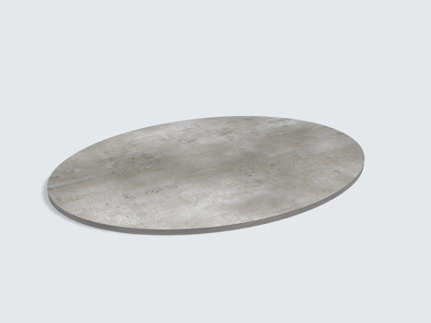 Tischplatte oval / kreisförmig Beton Perlgrau