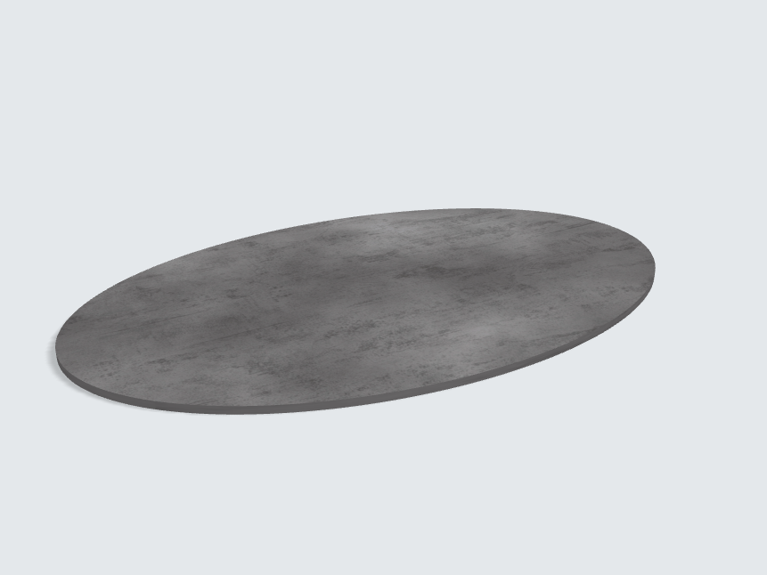 Tischplatte oval / kreisförmig Beton Schiefergrau