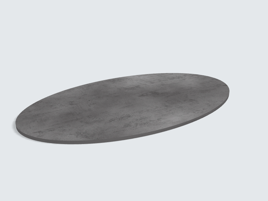 Tischplatte oval / kreisförmig Beton Schiefergrau