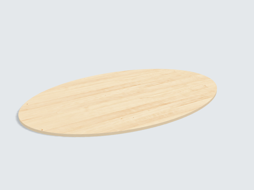 Tischplatte oval / kreisförmig Birke Furnier