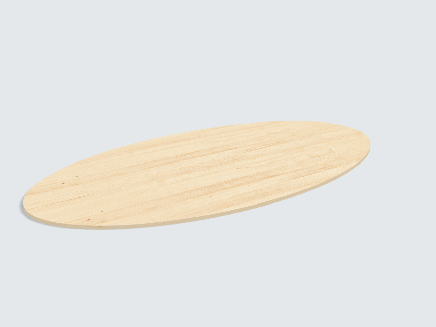 Tischplatte oval / kreisförmig Birke Furnier