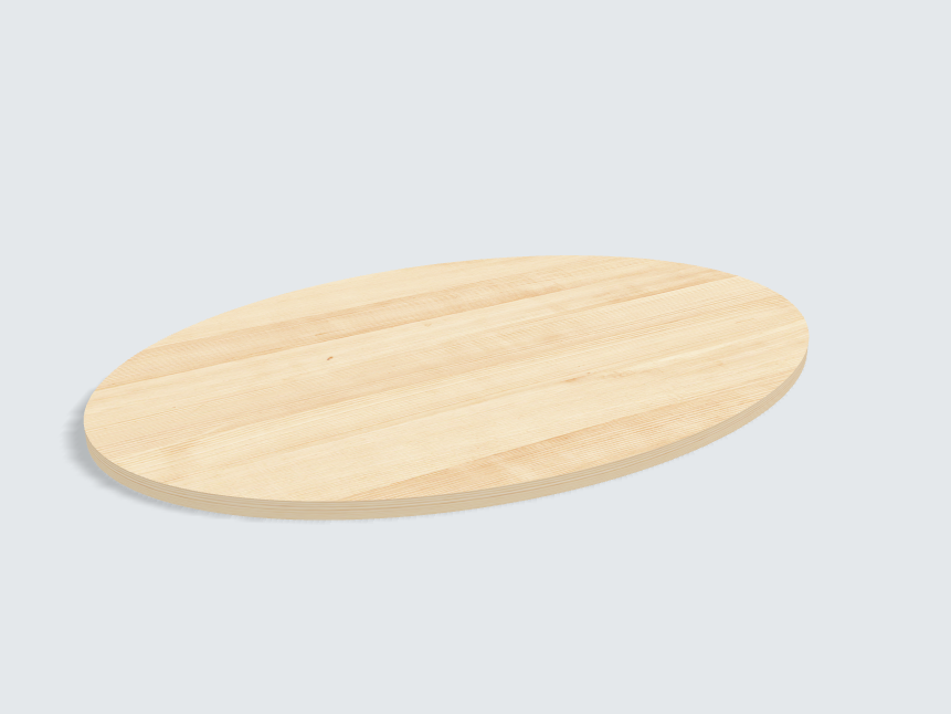 Tischplatte oval / kreisförmig Birke Furnier
