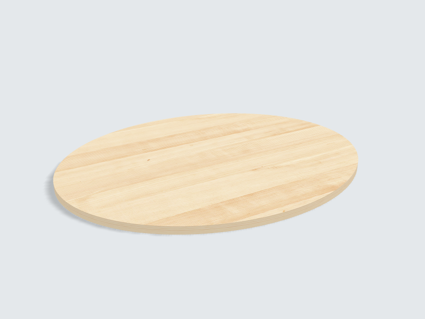 Tischplatte oval / kreisförmig Birke Furnier
