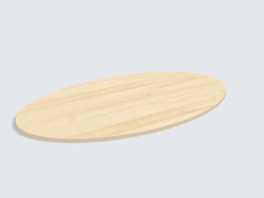 Tischplatte oval / kreisförmig Birke Furnier
