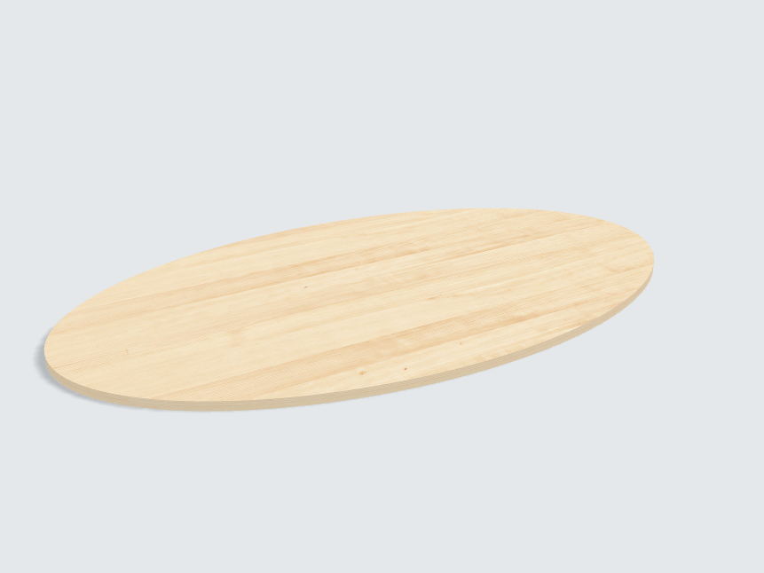 Tischplatte oval / kreisförmig Birke Furnier