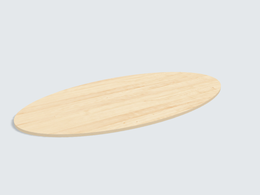 Tischplatte oval / kreisförmig Birke Furnier
