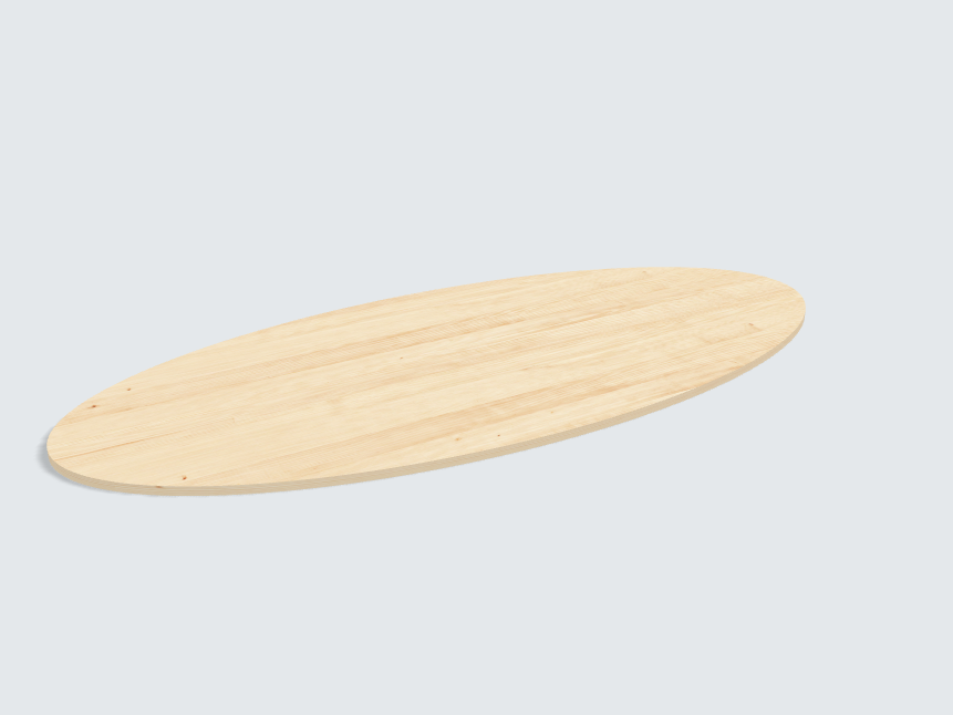 Tischplatte oval / kreisförmig Birke Furnier