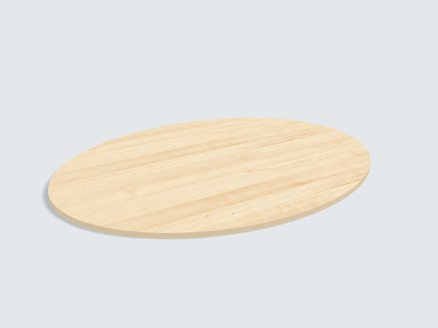 Tischplatte oval / kreisförmig Birke Furnier