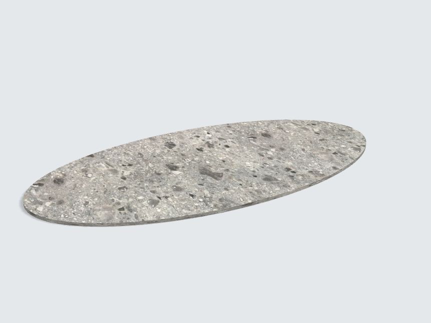 Tischplatte oval / kreisförmig F021 ST75 Triestino Terrazzo grau