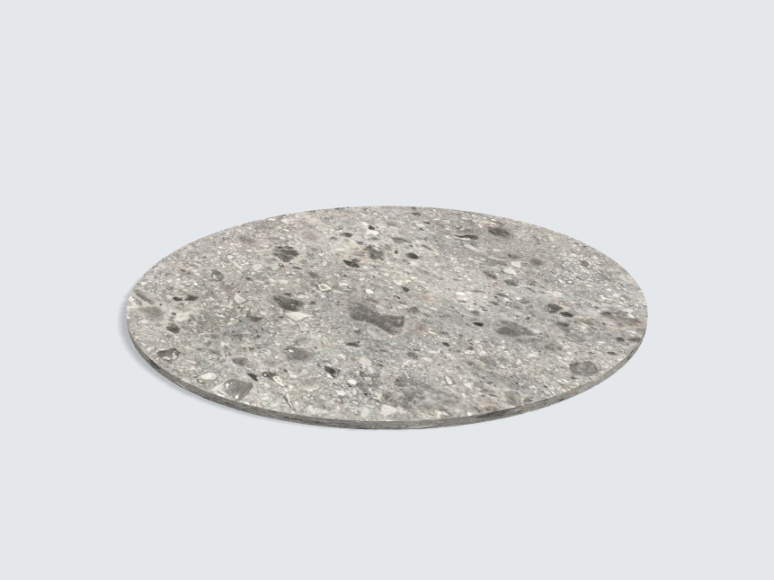 Tischplatte oval / kreisförmig F021 ST75 Triestino Terrazzo grau