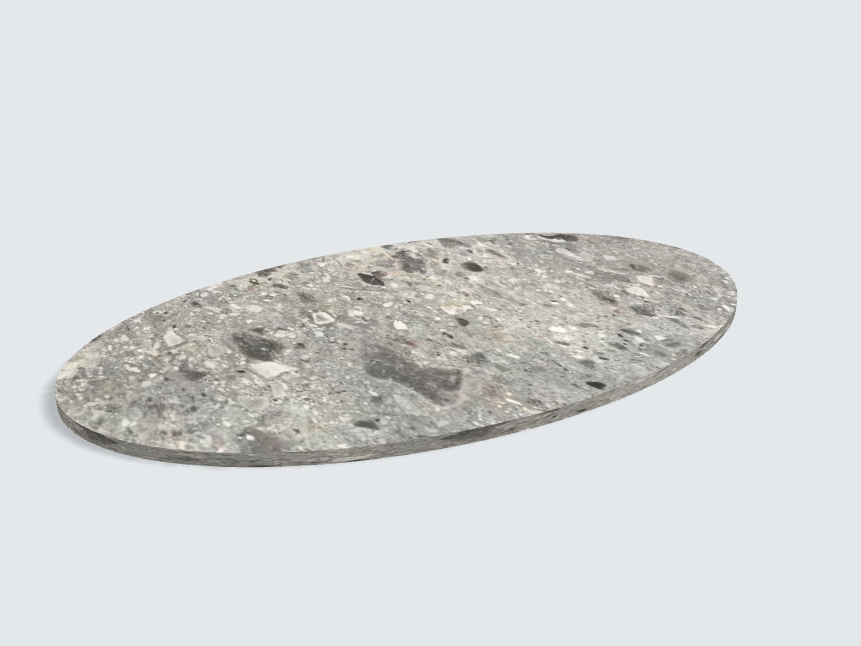 Tischplatte oval / kreisförmig F021 ST75 Triestino Terrazzo grau