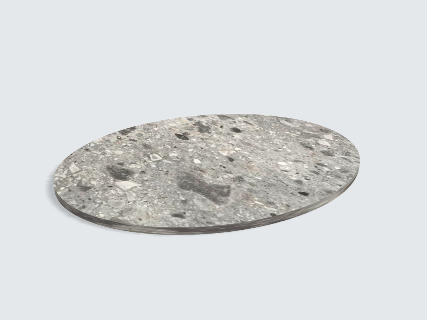 Tischplatte oval / kreisförmig F021 ST75 Triestino Terrazzo grau