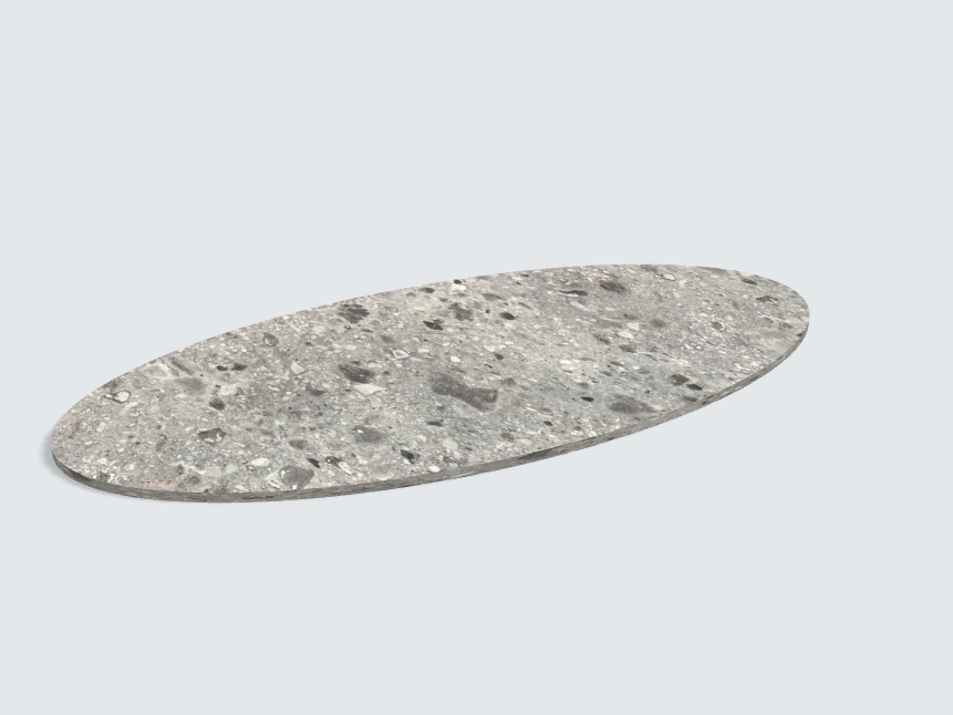 Tischplatte oval / kreisförmig F021 ST75 Triestino Terrazzo grau